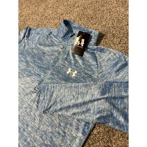 Under Armour HeatGear Men's Small Blue/White 1/4 Zip Pullover NWT